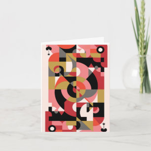 Geometric LOVE in pink, black, red, white, yellow  Card