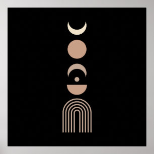 Geometric Lunar Simple Boho Drawings Boho Chic Aes Poster