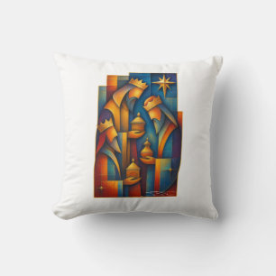 Geometric Magi - Three Wise Men Christmas Star Art Throw Pillow