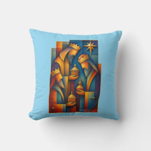 Geometric Magi - Three Wise Men Christmas Star Art Throw Pillow