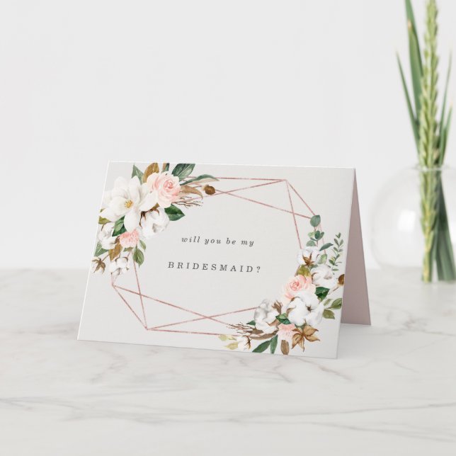 Geometric Magnolia Bridesmaid Card (Front)