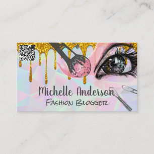 Geometric Makeup Brushes Glitter Drip Business Card