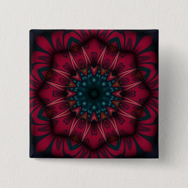 Geometric Mandala 2 Inch Square Button (Front)