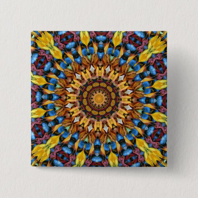 Geometric Mandala 2 Inch Square Button (Front)