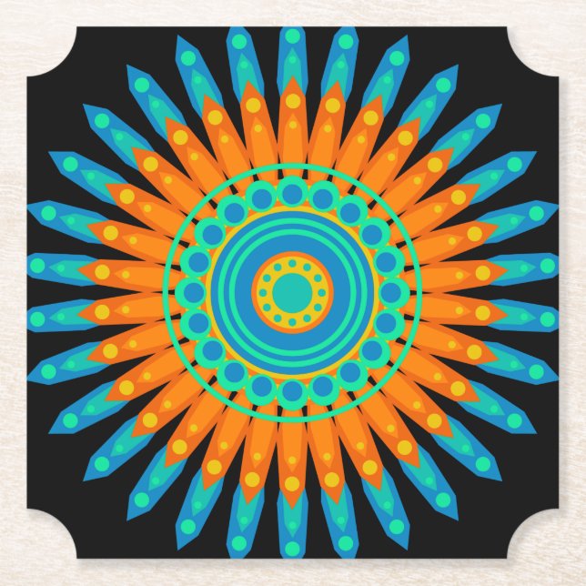 Geometric Mandala Art Circle Design-48256 Paper Coaster (Front)