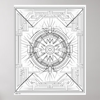 Geometric Mandala Colouring Poster for Adults
