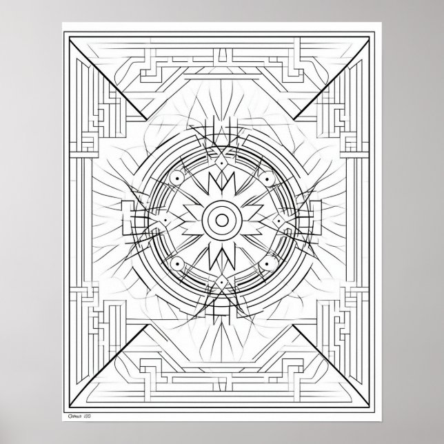 Geometric Mandala Colouring Poster for Adults (Front)