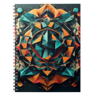 Geometric Mandala Fusion: Blue & Orange Dynamic De Notebook
