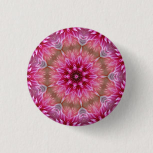 Geometric Mandala Pink Flower Pattern-67545 1 Inch Round Button