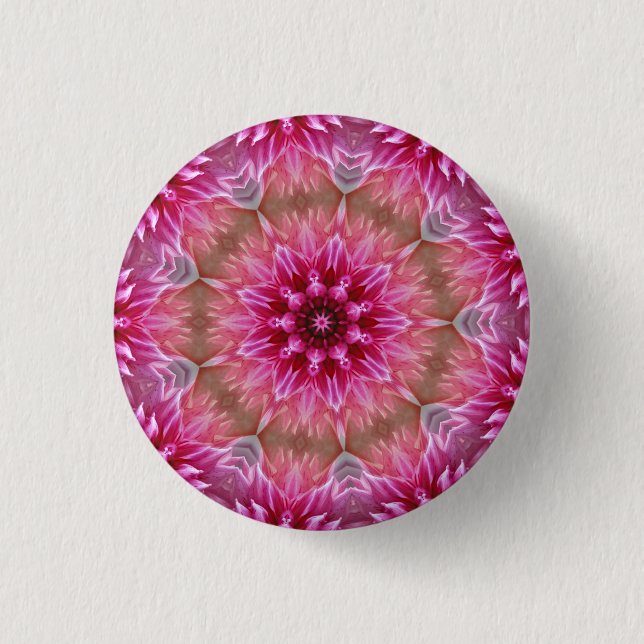Geometric Mandala Pink Flower Pattern-67545 1 Inch Round Button (Front)