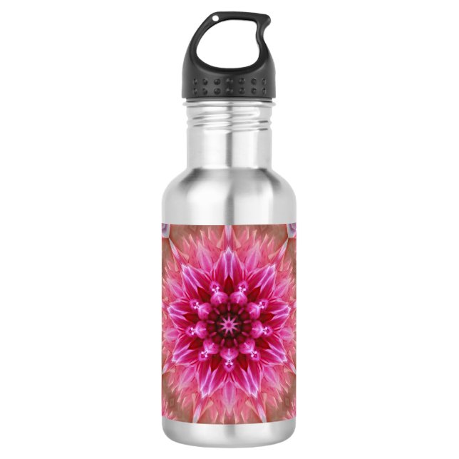 Geometric Mandala Pink Flower Pattern-67545 532 Ml Water Bottle (Front)