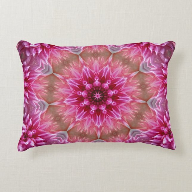 Geometric Mandala Pink Flower Pattern-67545 Accent Pillow (Front)
