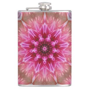 Geometric Mandala Pink Flower Pattern-67545 Hip Flask