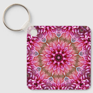 Geometric Mandala Pink Flower Pattern-67545 Keychain