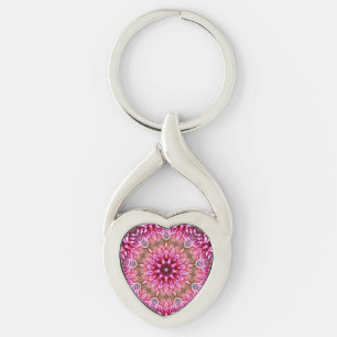 Geometric Mandala Pink Flower Pattern-67545 Keychain