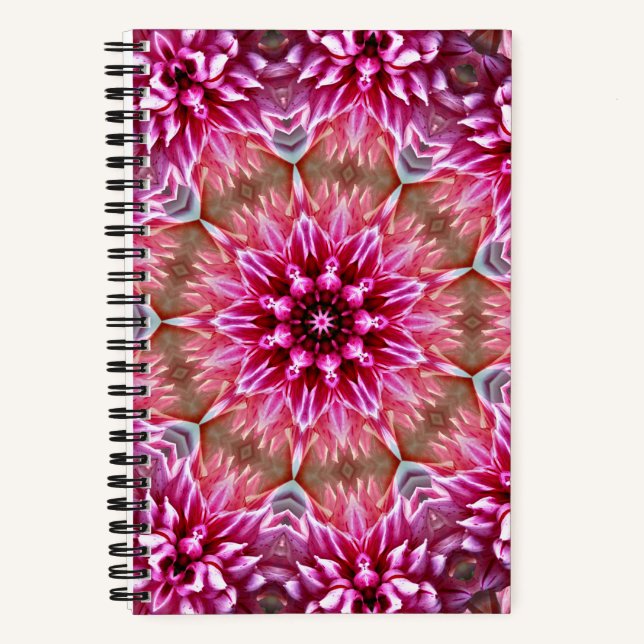 Geometric Mandala Pink Flower Pattern-67545 Notebook (Front)