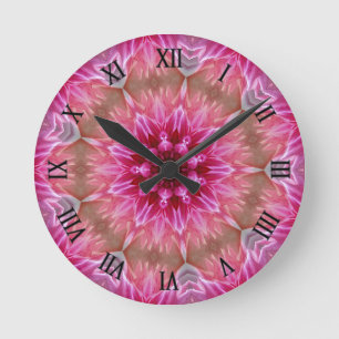 Geometric Mandala Pink Flower Pattern-67545 Round Clock