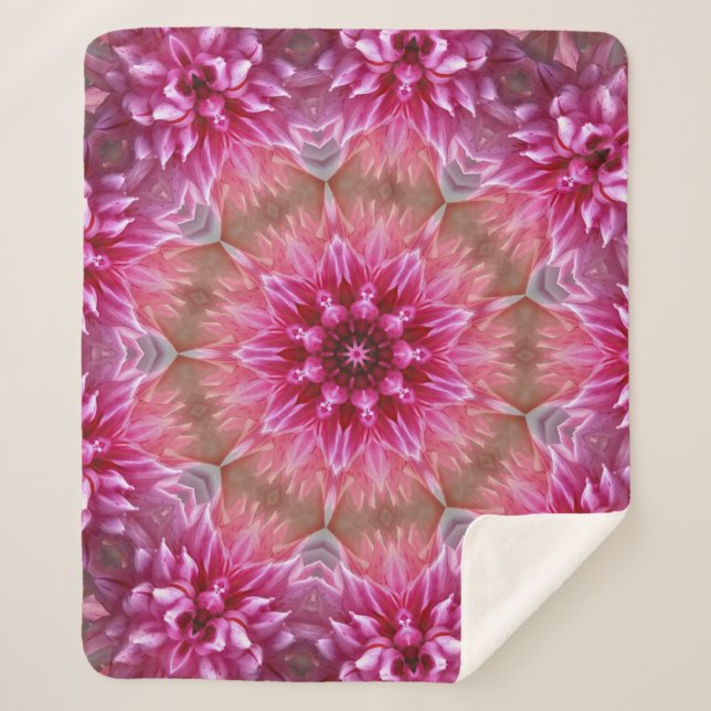 Geometric Mandala Pink Flower Pattern-67545 Sherpa Blanket (Front)