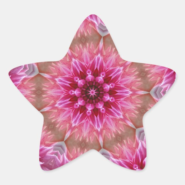 Geometric Mandala Pink Flower Pattern-67545 Star Sticker (Front)