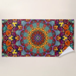 Geometric Mandala Purple Blue Design-64351 Beach Towel