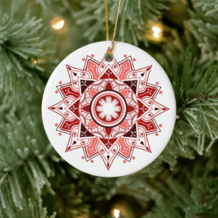 Geometric Mandala, tree  Ceramic Ornament