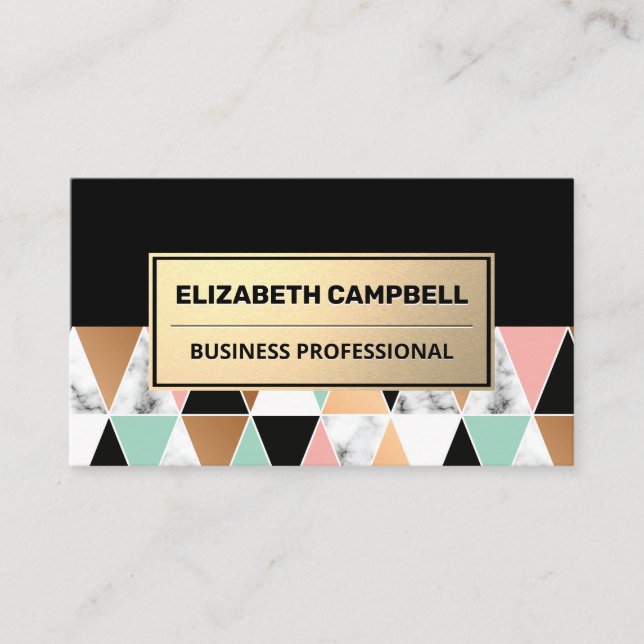 Geometric Marble Colour Tile Pattern Business Card (Front)