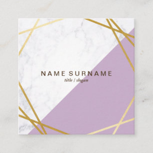 Geometric Marble Lavender Square Business Card