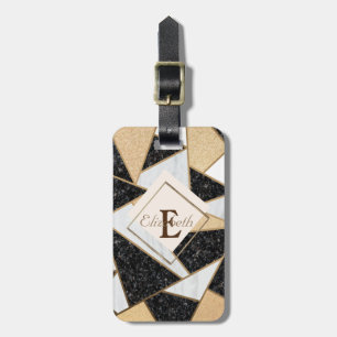 Geometric  Marble Texture,Frame Monogram Luggage Tag
