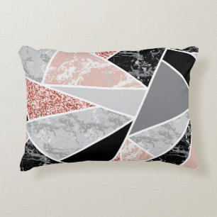 Geometric Marble with Pink Glitter: Seamless Accent Pillow