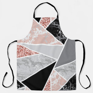 Geometric Marble with Pink Glitter: Seamless Apron