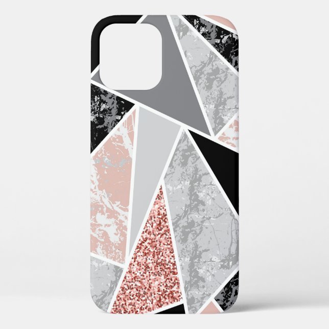 Geometric Marble with Pink Glitter: Seamless Case-Mate iPhone Case (Back)