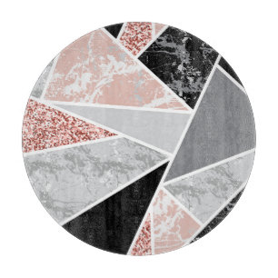Geometric Marble with Pink Glitter: Seamless Cutting Board