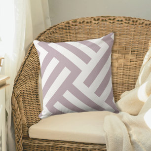 Geometric Mauve Striped Wicker Pattern Throw Pillow