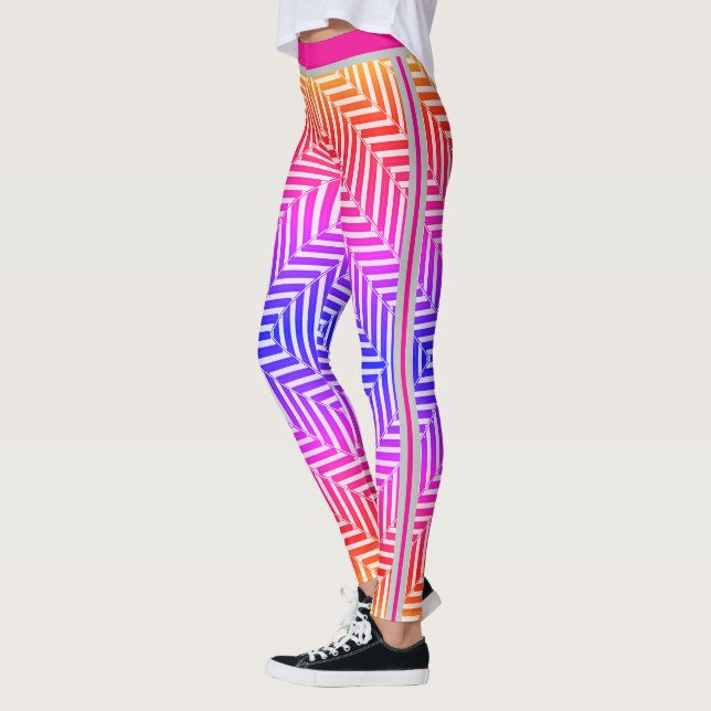 Geometric Maze Optical Illusion Pattern  Leggings (Left)