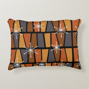Geometric MCM Abstract Burnt Orange Accent Pillow