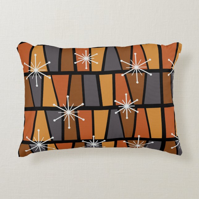 Geometric MCM Abstract Burnt Orange Accent Pillow (Front)