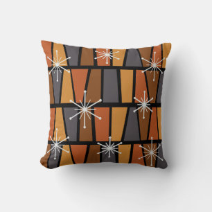 Geometric MCM Abstract Burnt Orange Throw Pillow