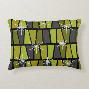 Geometric MCM Abstract Olive Green Accent Pillow