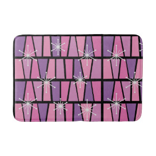 Geometric MCM Abstract Pink Purple Bath Mat