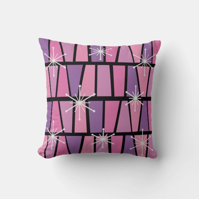 Geometric MCM Abstract Pink Purple Throw Pillow (Front)