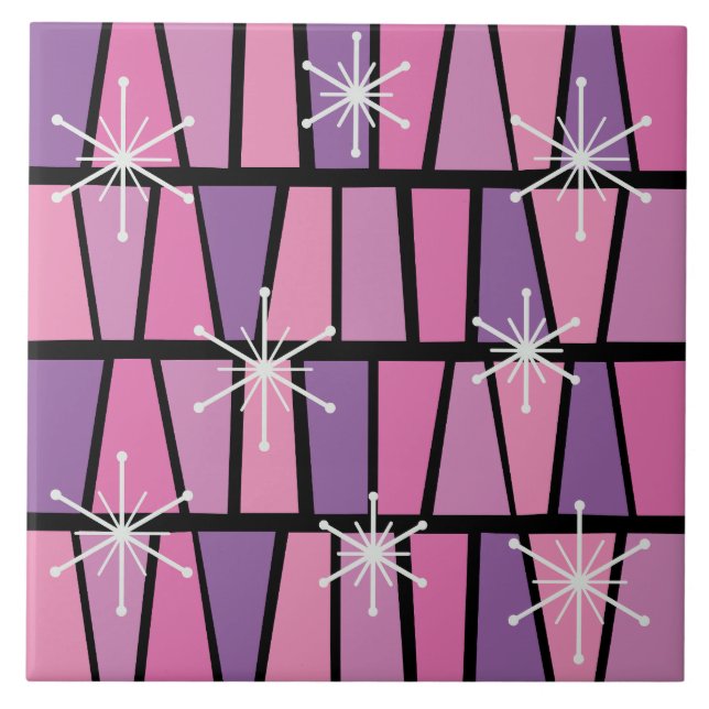 Geometric MCM Abstract Pink Purple Tile (Front)