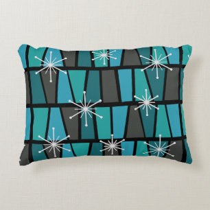 Geometric MCM Abstract Turquoise Teal Accent Pillow