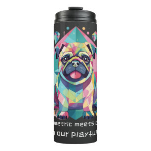 Geometric meets cute with our playful pug  thermal tumbler