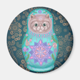 Geometric Meowtreshka Magnet