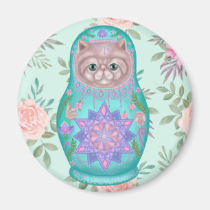 Geometric meowtreshka magnet
