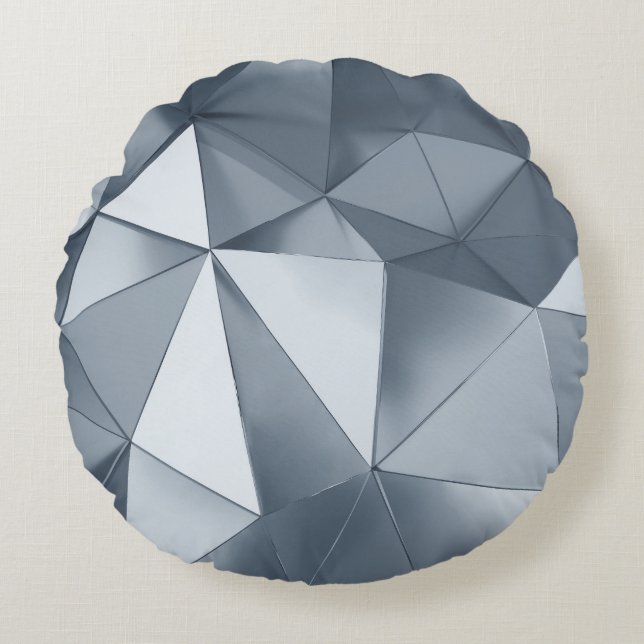 Geometric Metal: Three-Dimensional Pattern Round Pillow (Front)