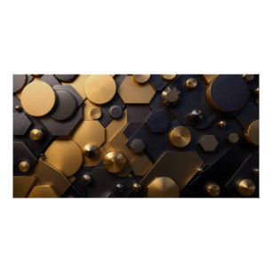Geometric Metallic Abstract Wall Art – Gold and Bl