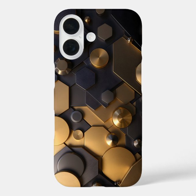 Geometric Metallic Abstract Wall Art – Gold and Bl Case-Mate iPhone Case (Back)