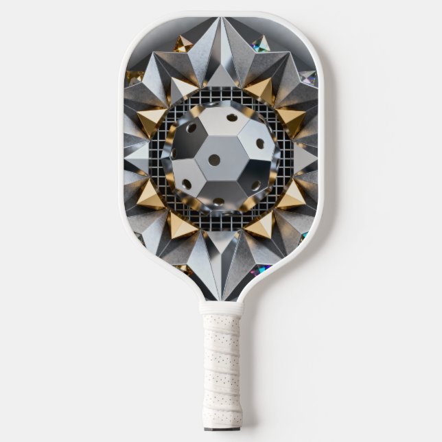 Geometric Metallic Pickleball Core Design Paddle (Front)