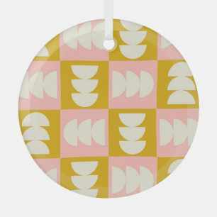 Geometric Mid-Century Modern Retro Pattern Glass Ornament